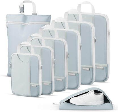 Percover Compression Packing Cubes for Travel, 6-Piece Structured Compression Organizer Set for Organized Packing & Carry-On Luggage, Pink
