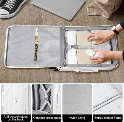 Hardshell Carry on Luggage with Front Pocket, Lightweight Hardside 20 Inch Suitcase with Spinner Wheels and TSA Lock (White, Carry on Luggage-20 Inch)