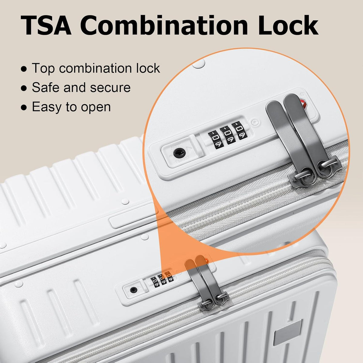 Hardshell Carry on Luggage with Front Pocket, Lightweight Hardside 20 Inch Suitcase with Spinner Wheels and TSA Lock (White, Carry on Luggage-20 Inch)