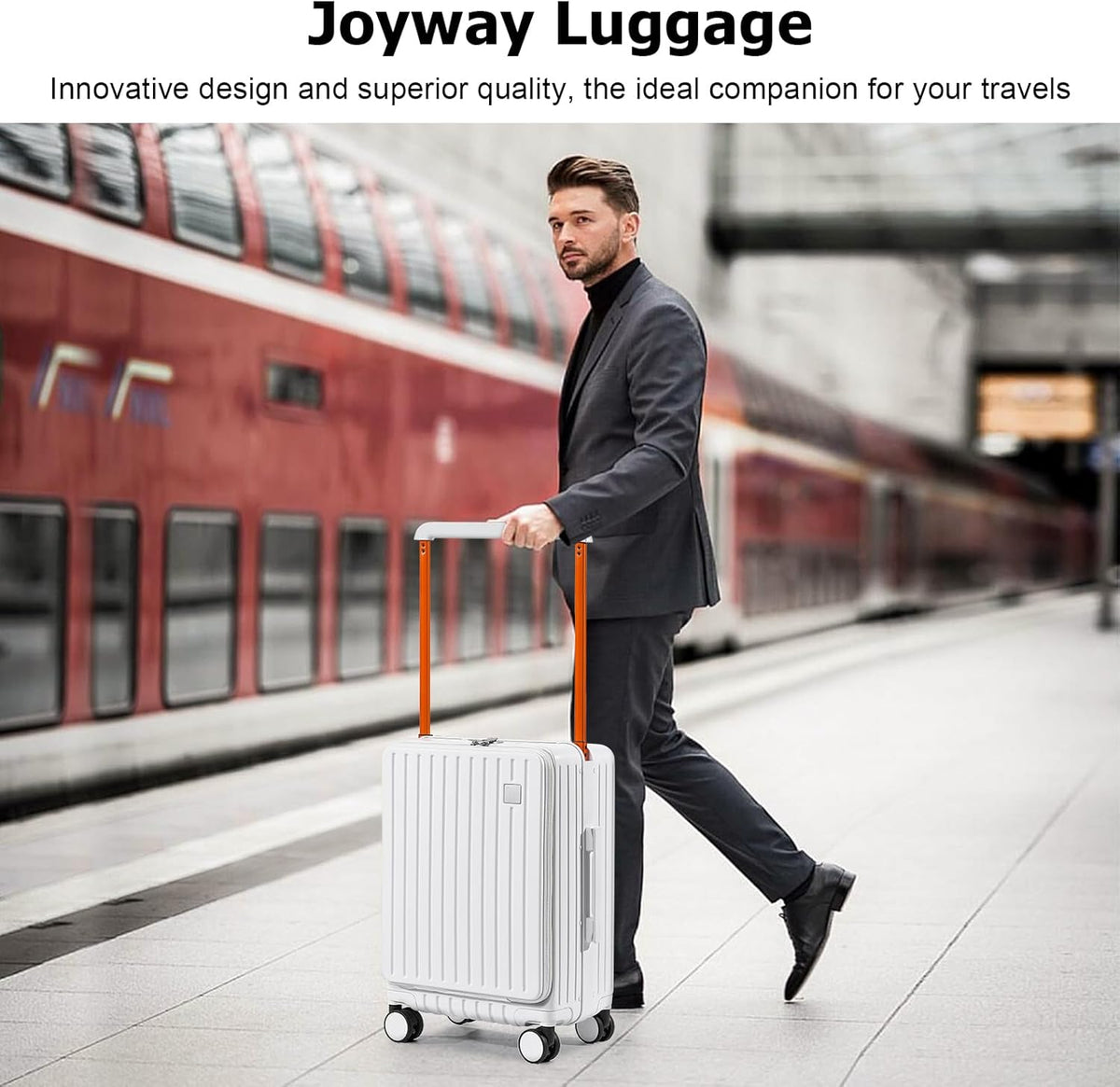 Hardshell Carry on Luggage with Front Pocket, Lightweight Hardside 20 Inch Suitcase with Spinner Wheels and TSA Lock (White, Carry on Luggage-20 Inch)