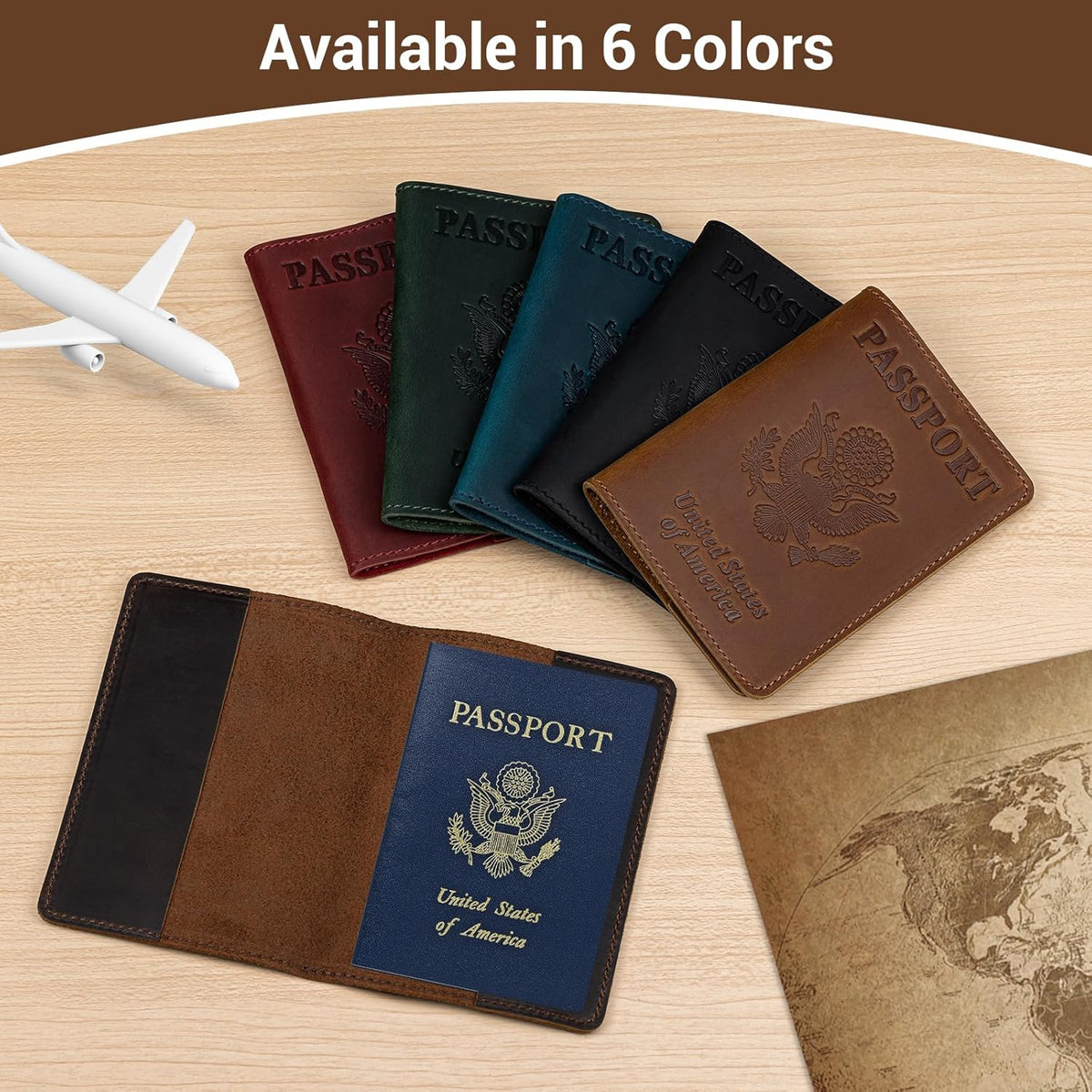 Premium Leather Passport Holder Covers, Rfid Travel Wallet Passport Document Holder, Travel Essentials Wallet Cover Case for Men and Women (Black)