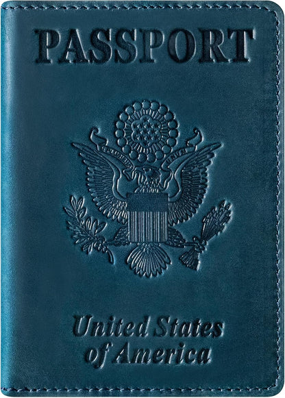 Premium Leather Passport Holder Covers, Rfid Travel Wallet Passport Document Holder, Travel Essentials Wallet Cover Case for Men and Women (Black)