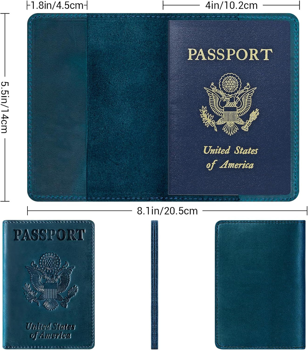 Premium Leather Passport Holder Covers, Rfid Travel Wallet Passport Document Holder, Travel Essentials Wallet Cover Case for Men and Women (Black)