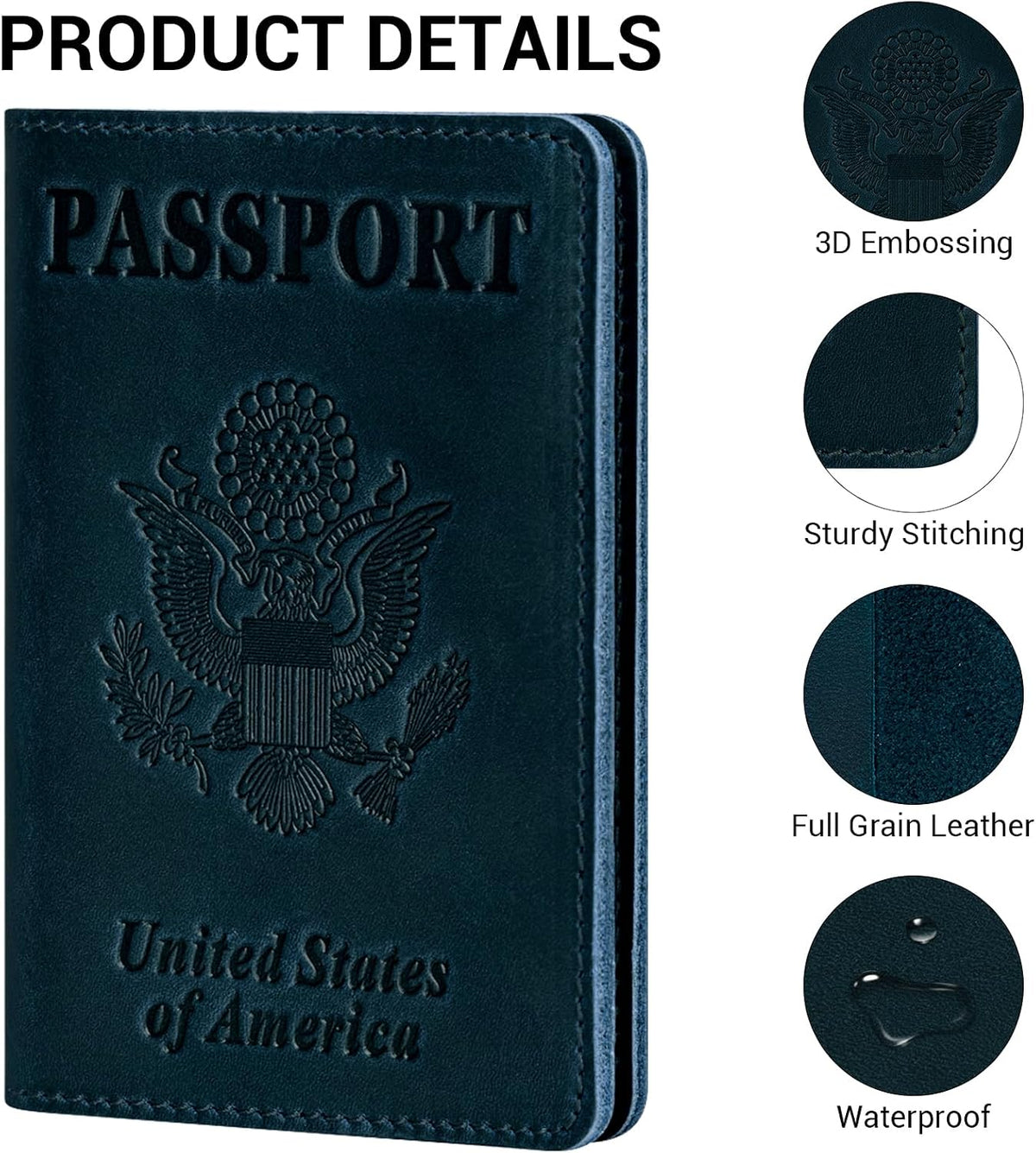 Premium Leather Passport Holder Covers, Rfid Travel Wallet Passport Document Holder, Travel Essentials Wallet Cover Case for Men and Women (Black)