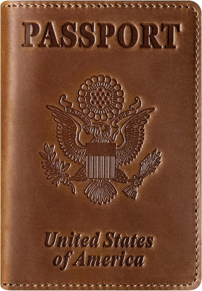 Premium Leather Passport Holder Covers, Rfid Travel Wallet Passport Document Holder, Travel Essentials Wallet Cover Case for Men and Women (Black)