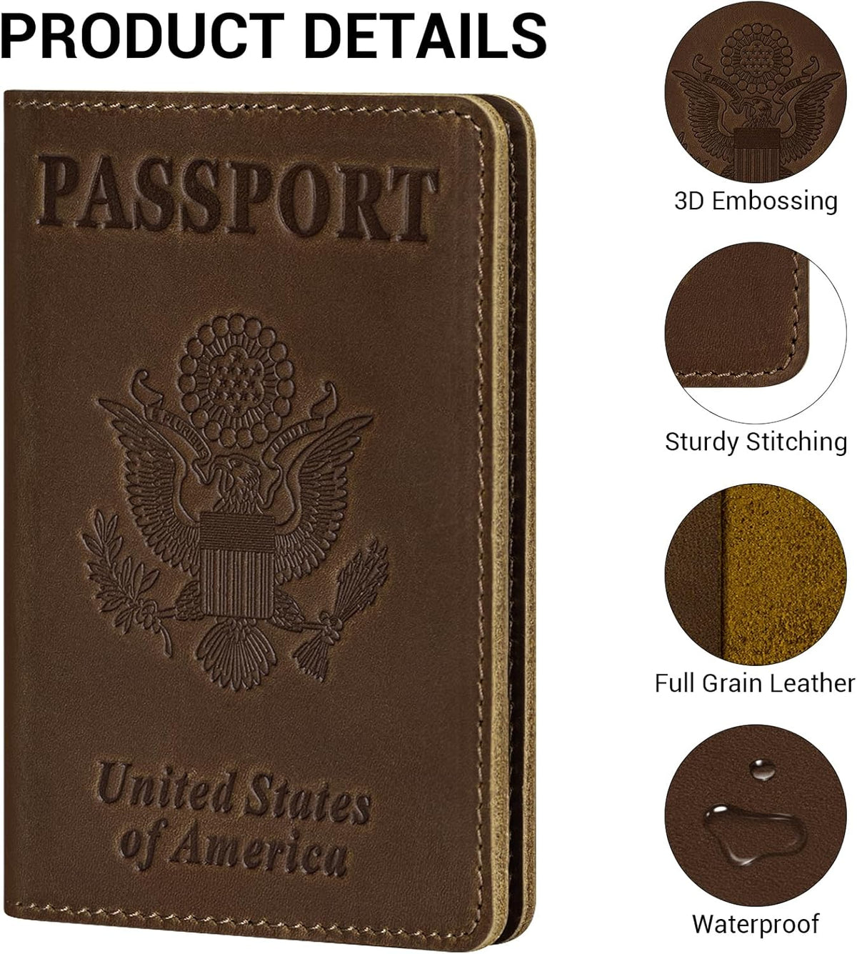Premium Leather Passport Holder Covers, Rfid Travel Wallet Passport Document Holder, Travel Essentials Wallet Cover Case for Men and Women (Black)