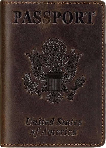 Premium Leather Passport Holder Covers, Rfid Travel Wallet Passport Document Holder, Travel Essentials Wallet Cover Case for Men and Women (Black)