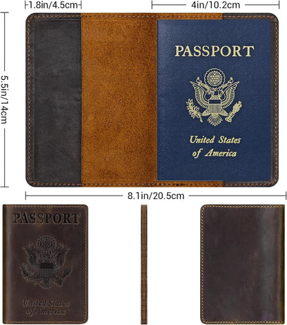 Premium Leather Passport Holder Covers, Rfid Travel Wallet Passport Document Holder, Travel Essentials Wallet Cover Case for Men and Women (Black)