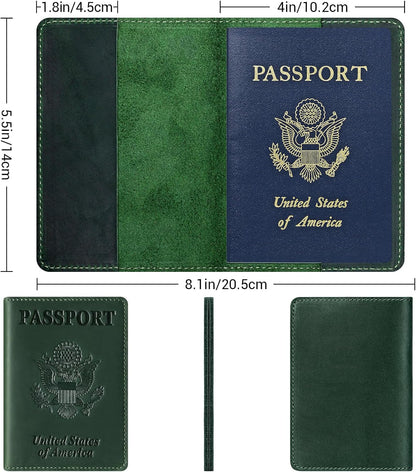 Premium Leather Passport Holder Covers, Rfid Travel Wallet Passport Document Holder, Travel Essentials Wallet Cover Case for Men and Women (Black)