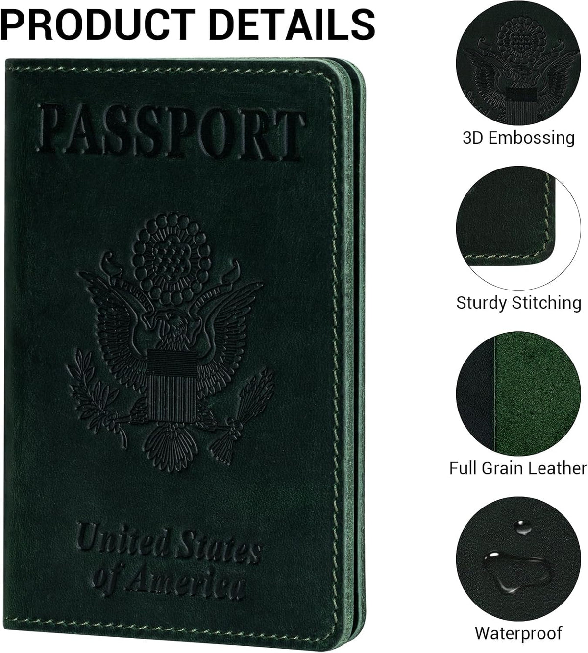 Premium Leather Passport Holder Covers, Rfid Travel Wallet Passport Document Holder, Travel Essentials Wallet Cover Case for Men and Women (Black)