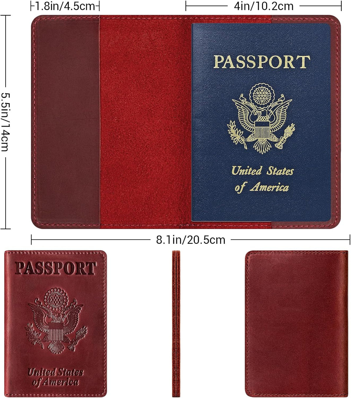 Premium Leather Passport Holder Covers, Rfid Travel Wallet Passport Document Holder, Travel Essentials Wallet Cover Case for Men and Women (Black)