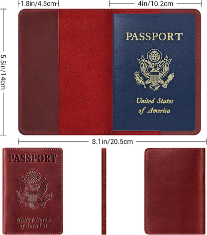 Premium Leather Passport Holder Covers, Rfid Travel Wallet Passport Document Holder, Travel Essentials Wallet Cover Case for Men and Women (Black)
