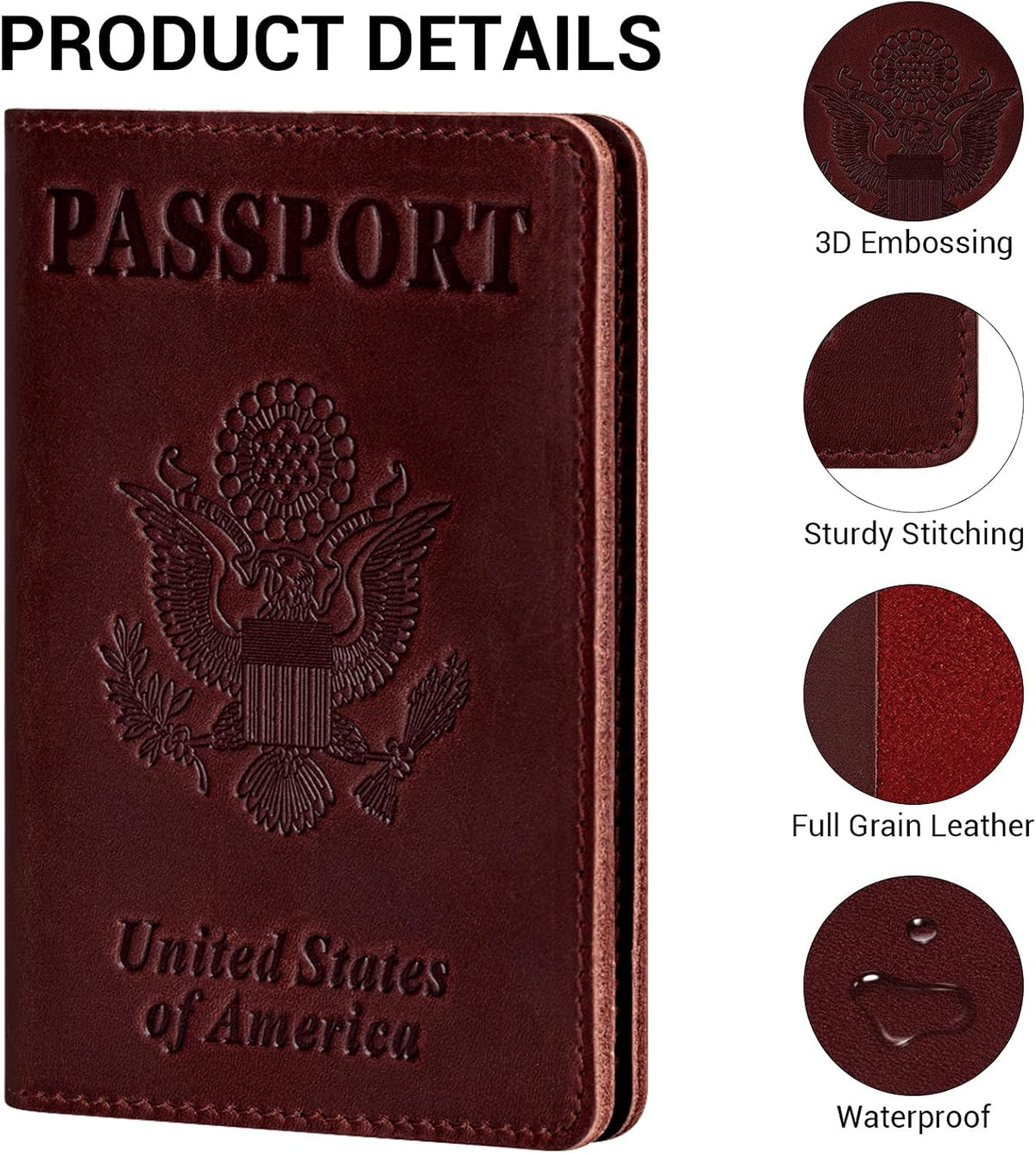 Premium Leather Passport Holder Covers, Rfid Travel Wallet Passport Document Holder, Travel Essentials Wallet Cover Case for Men and Women (Black)