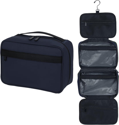 Toiletry Bag Women Men,Foldable Cosmetic Organizer Travel Bag Hanging Toiletry Bag Hygiene Bag with 4 Compartments Water Resistant Makeup Bag Toiletries，Black