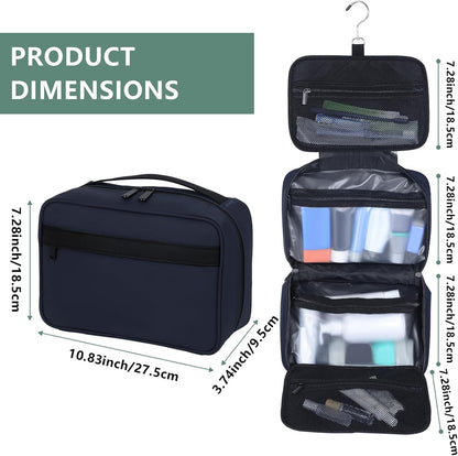 Toiletry Bag Women Men,Foldable Cosmetic Organizer Travel Bag Hanging Toiletry Bag Hygiene Bag with 4 Compartments Water Resistant Makeup Bag Toiletries，Black