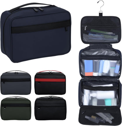 Toiletry Bag Women Men,Foldable Cosmetic Organizer Travel Bag Hanging Toiletry Bag Hygiene Bag with 4 Compartments Water Resistant Makeup Bag Toiletries，Black