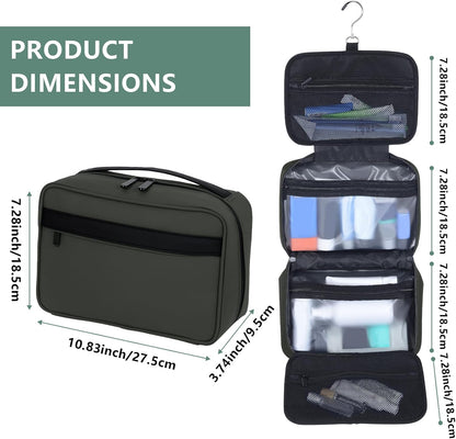 Toiletry Bag Women Men,Foldable Cosmetic Organizer Travel Bag Hanging Toiletry Bag Hygiene Bag with 4 Compartments Water Resistant Makeup Bag Toiletries，Black