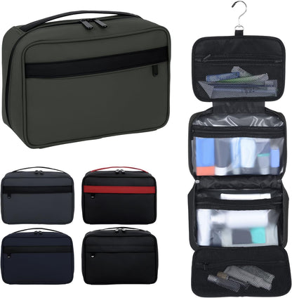 Toiletry Bag Women Men,Foldable Cosmetic Organizer Travel Bag Hanging Toiletry Bag Hygiene Bag with 4 Compartments Water Resistant Makeup Bag Toiletries，Black