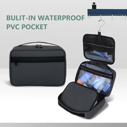Toiletry Bag Women Men,Foldable Cosmetic Organizer Travel Bag Hanging Toiletry Bag Hygiene Bag with 4 Compartments Water Resistant Makeup Bag Toiletries，Black
