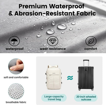 42L Expandable Travel Bag, 15.6-inch Laptop Bag, TSA-Compliant Carry-On, 2 Storage Pockets, USB Charging Port, Water-Resistant Design, Unisex, Ideal for Business, Hiking, and Travel, Black