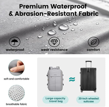 42L Expandable Travel Bag, 15.6-inch Laptop Bag, TSA-Compliant Carry-On, 2 Storage Pockets, USB Charging Port, Water-Resistant Design, Unisex, Ideal for Business, Hiking, and Travel, Black