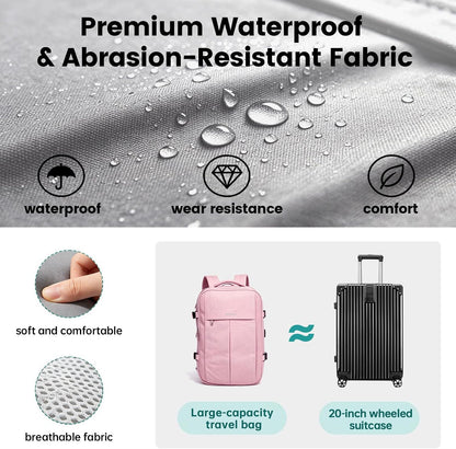 42L Expandable Travel Bag, 15.6-inch Laptop Bag, TSA-Compliant Carry-On, 2 Storage Pockets, USB Charging Port, Water-Resistant Design, Unisex, Ideal for Business, Hiking, and Travel, Black