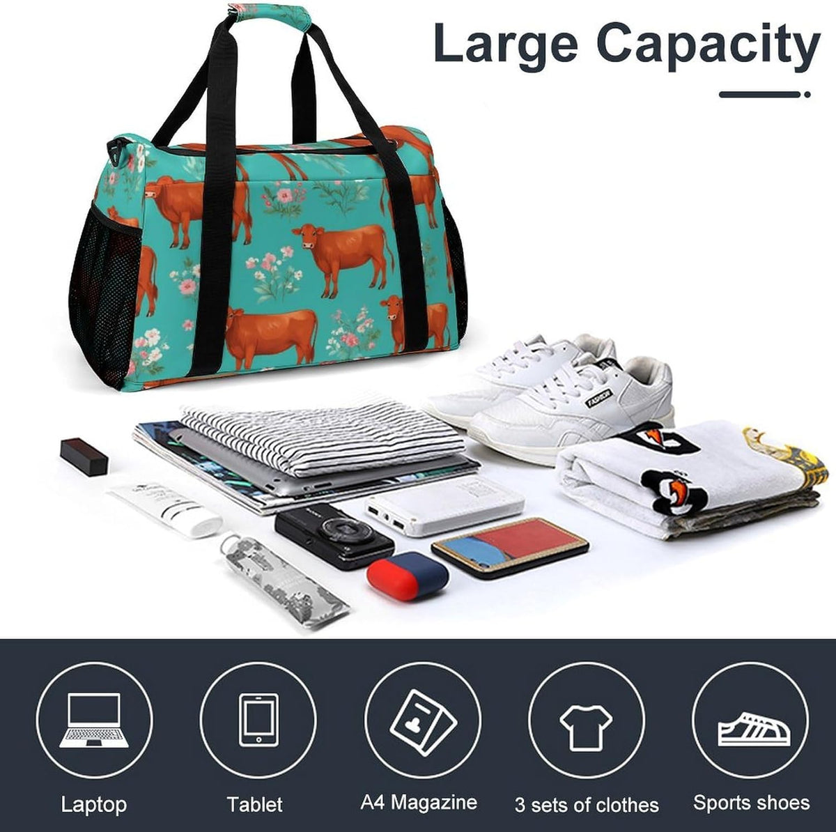 Lightweight Carry On Duffel Bag Weekender Overnight Travel Tote Bag Foldable for Men Women Gym