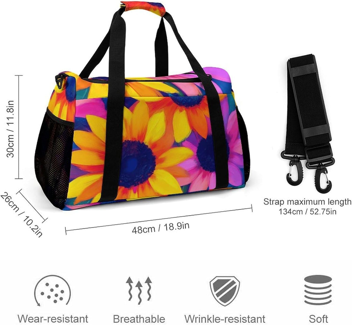 Lightweight Carry On Duffel Bag Weekender Overnight Travel Tote Bag Foldable for Men Women Gym