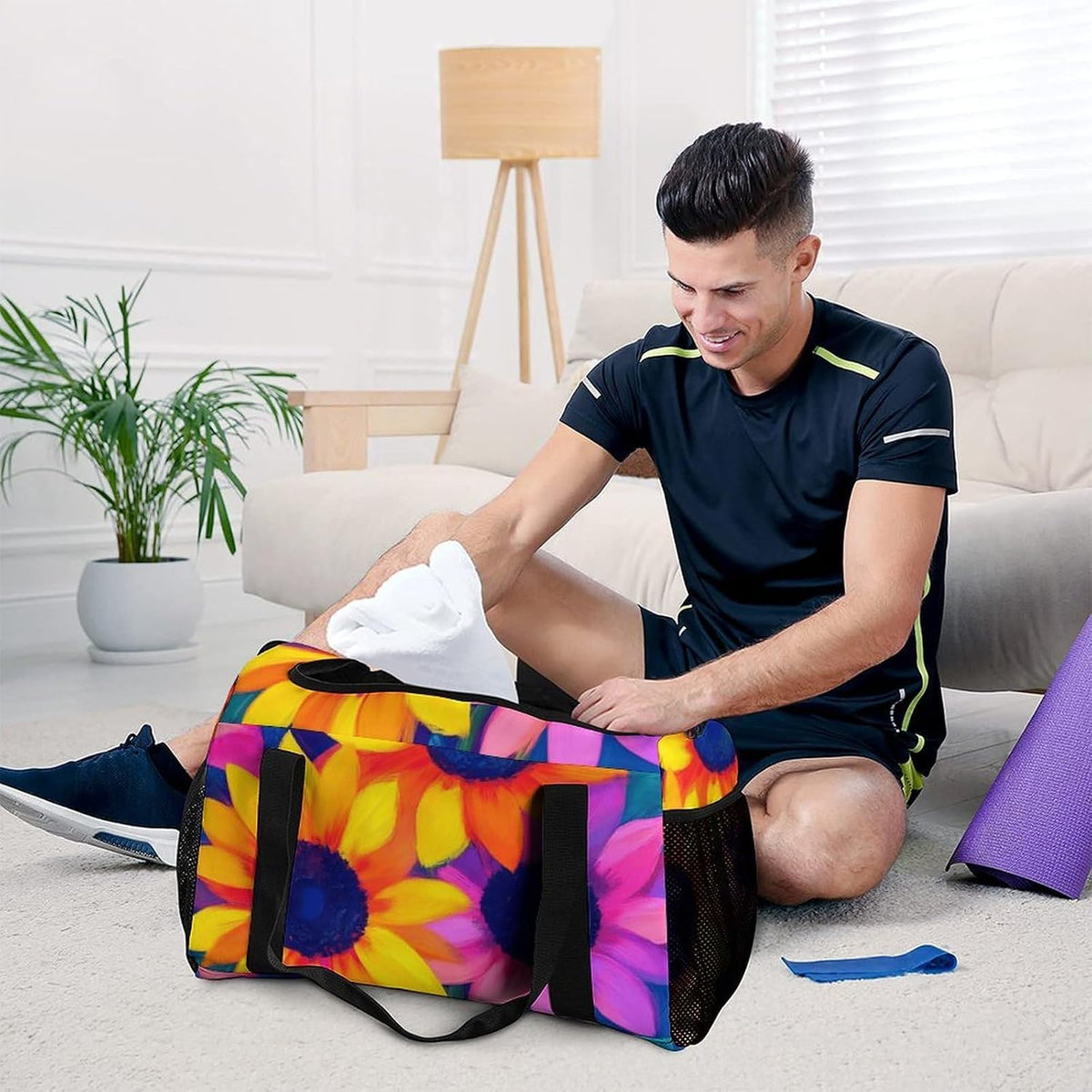 Lightweight Carry On Duffel Bag Weekender Overnight Travel Tote Bag Foldable for Men Women Gym
