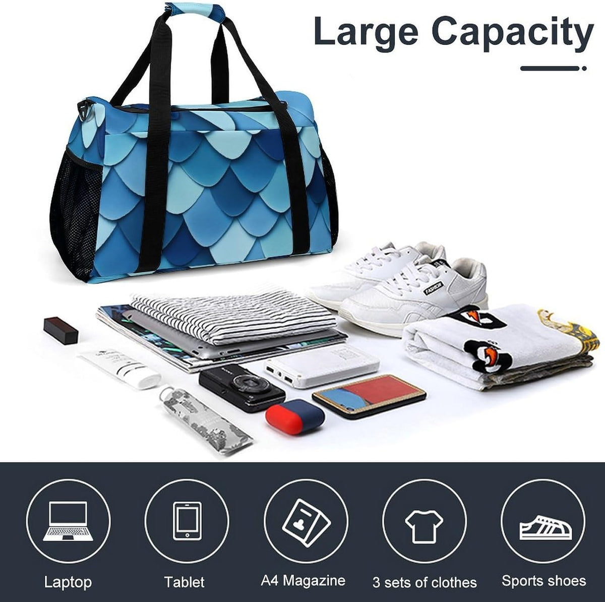 Lightweight Carry On Duffel Bag Weekender Overnight Travel Tote Bag Foldable for Men Women Gym