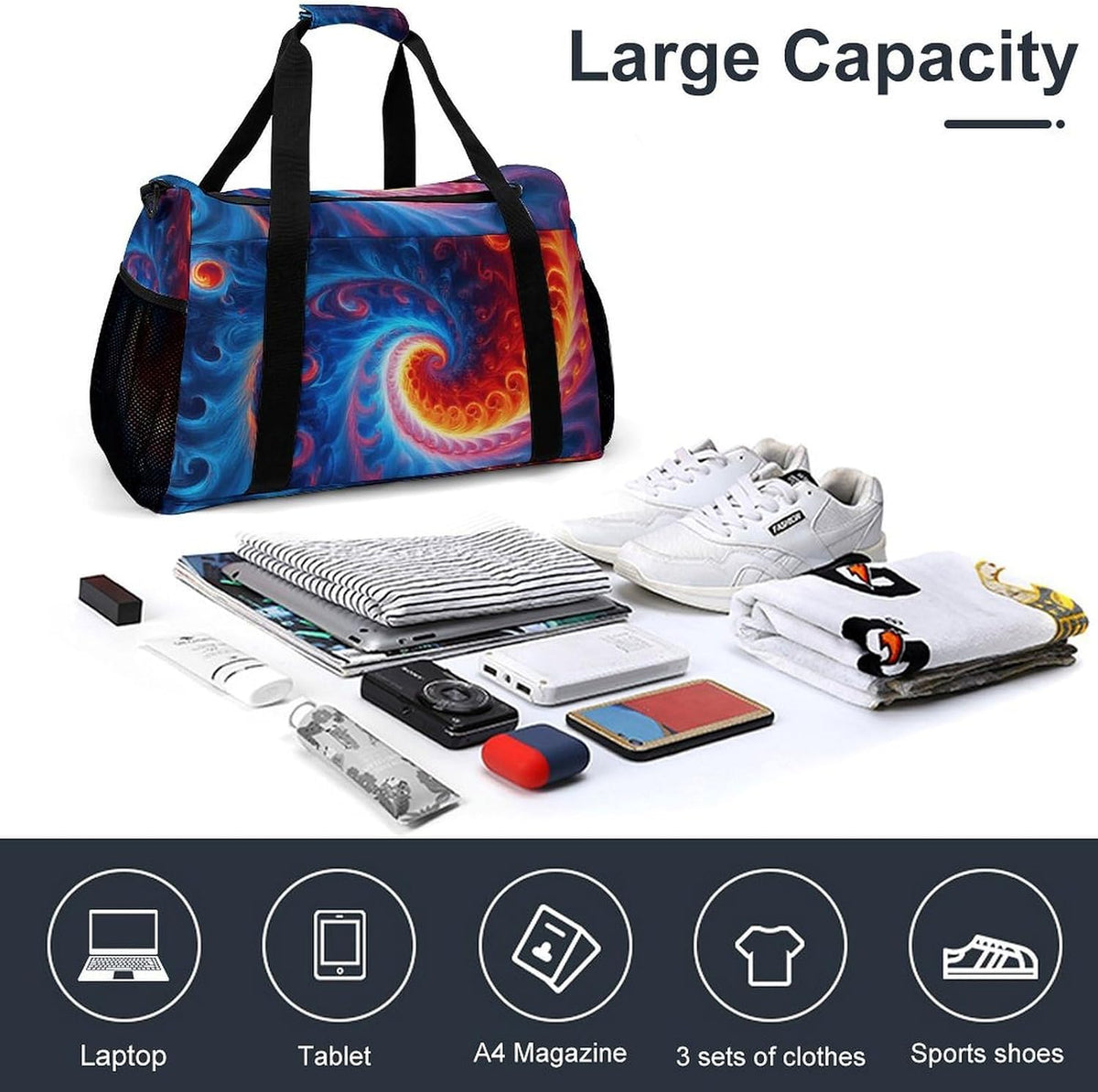 Lightweight Carry On Duffel Bag Weekender Overnight Travel Tote Bag Foldable for Men Women Gym