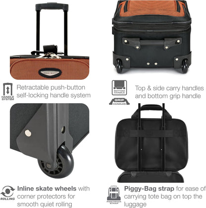 Amsterdam Softside Expandable Luggage with Rolling Wheels, Orange, 21-Inch Carry-on