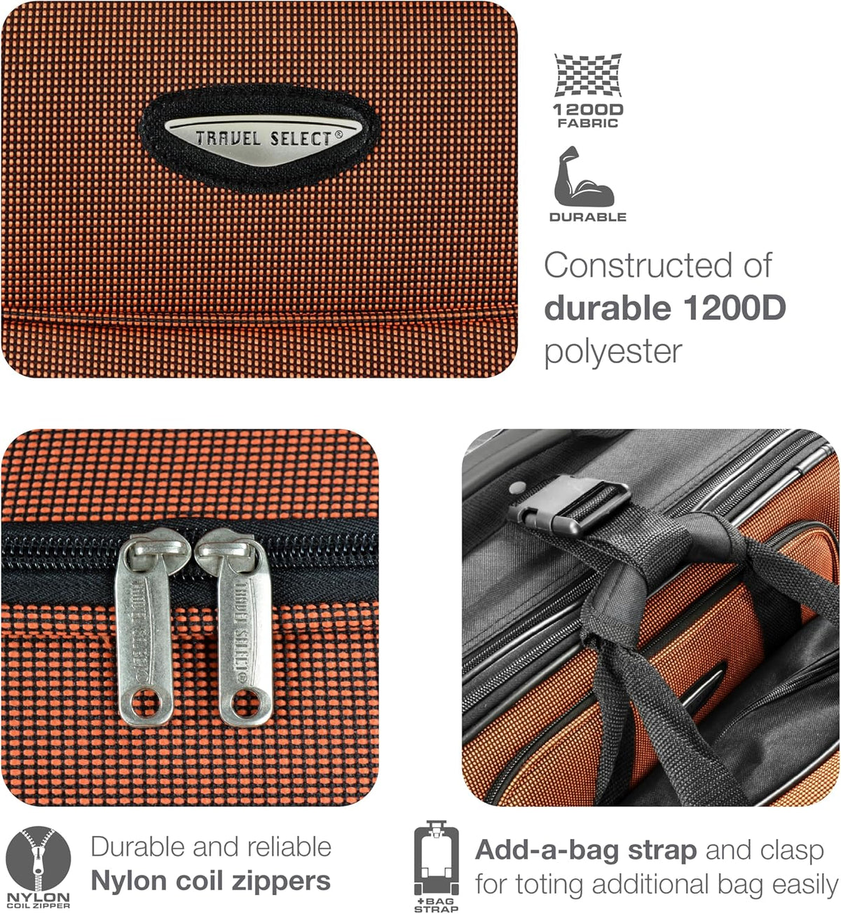 Amsterdam Softside Expandable Luggage with Rolling Wheels, Orange, 21-Inch Carry-on