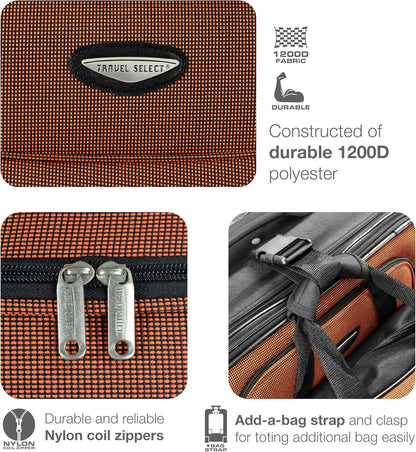 Amsterdam Softside Expandable Luggage with Rolling Wheels, Orange, 21-Inch Carry-on