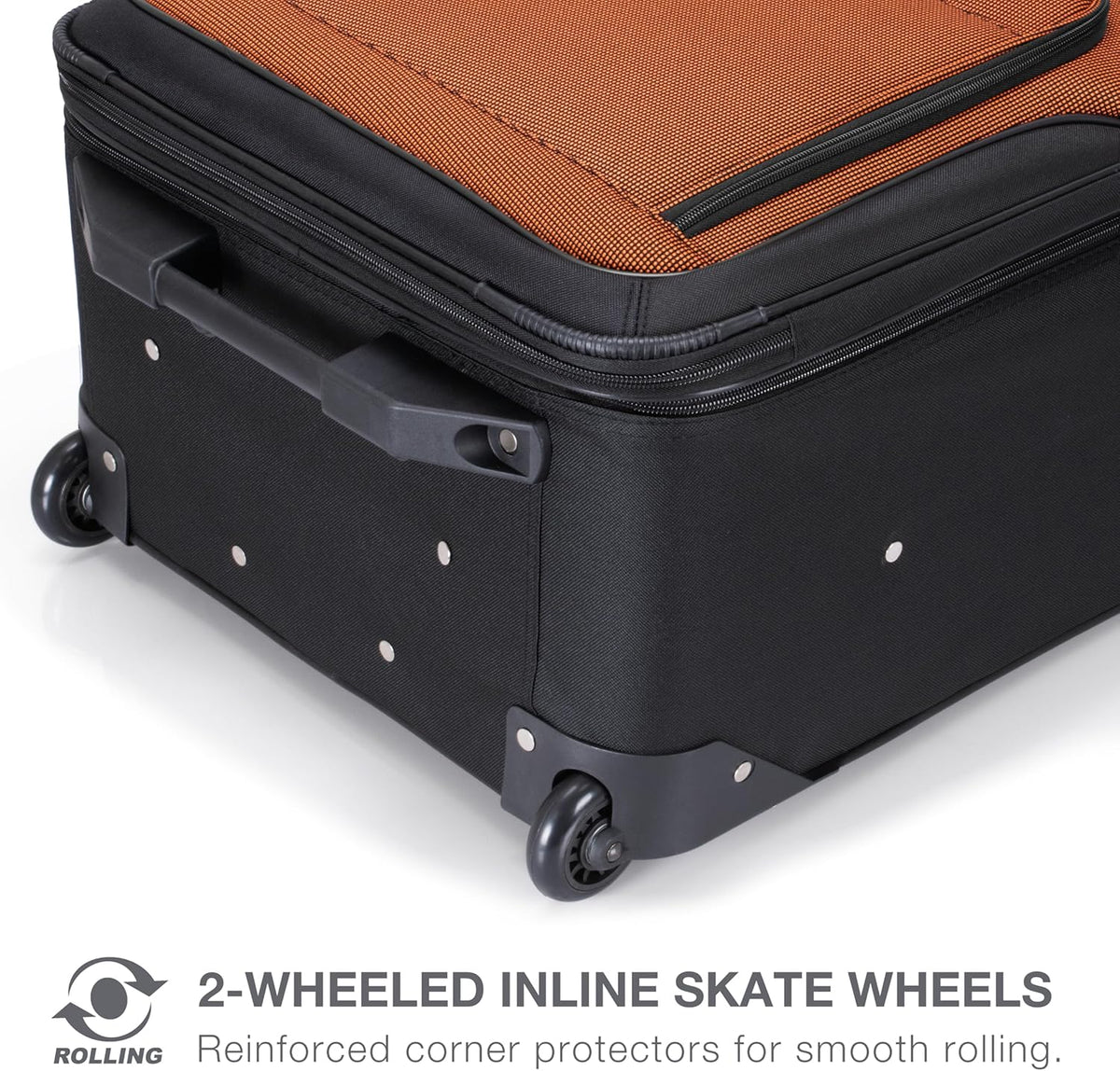 Amsterdam Softside Expandable Luggage with Rolling Wheels, Orange, 21-Inch Carry-on