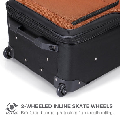 Amsterdam Softside Expandable Luggage with Rolling Wheels, Orange, 21-Inch Carry-on