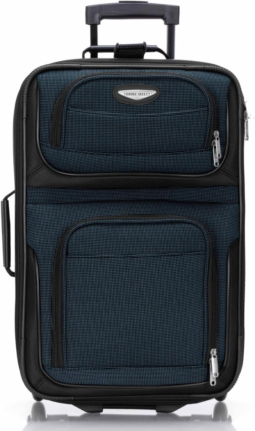 Amsterdam Softside Expandable Luggage with Rolling Wheels, Orange, 21-Inch Carry-on