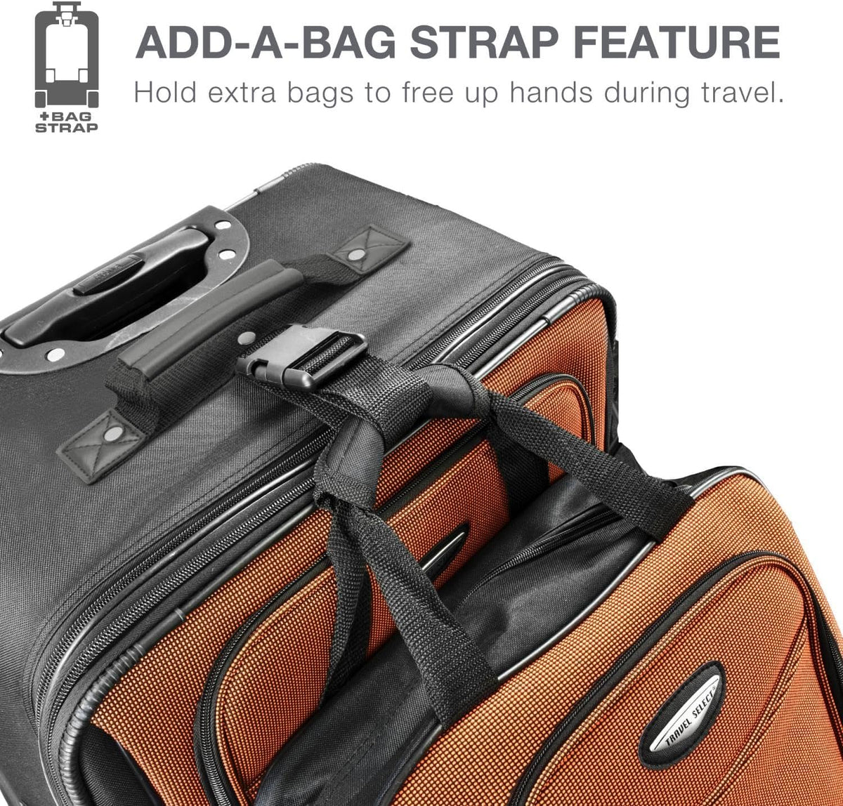 Amsterdam Softside Expandable Luggage with Rolling Wheels, Orange, 21-Inch Carry-on