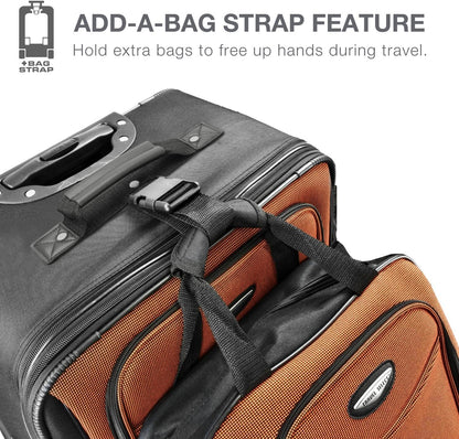 Amsterdam Softside Expandable Luggage with Rolling Wheels, Orange, 21-Inch Carry-on