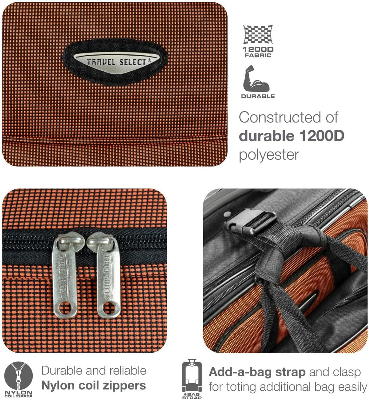 Amsterdam Softside Expandable Luggage with Rolling Wheels, Orange, 21-Inch Carry-on