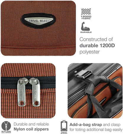 Amsterdam Softside Expandable Luggage with Rolling Wheels, Orange, 21-Inch Carry-on
