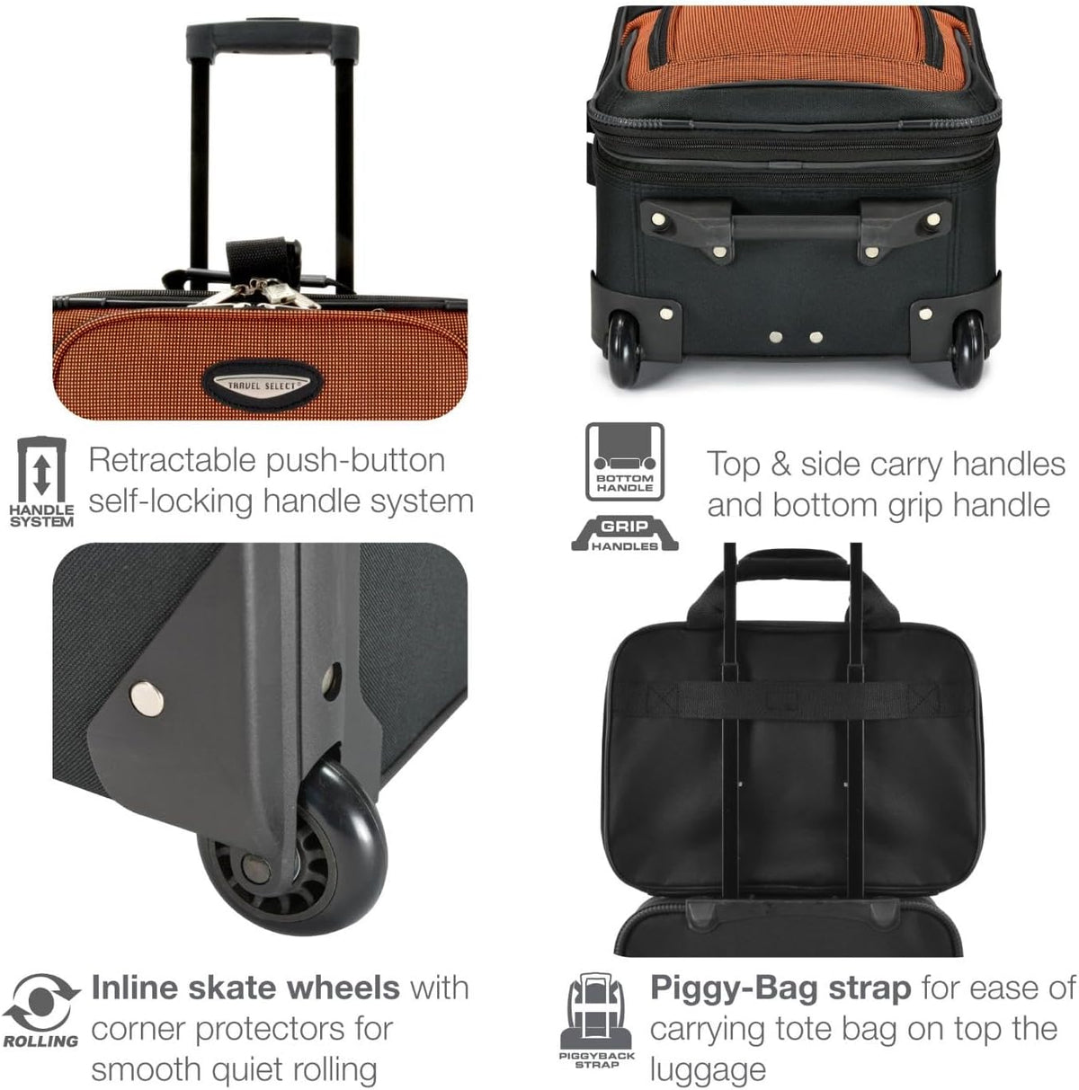 Amsterdam Softside Expandable Luggage with Rolling Wheels, Orange, 21-Inch Carry-on