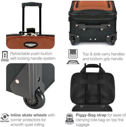 Amsterdam Softside Expandable Luggage with Rolling Wheels, Orange, 21-Inch Carry-on