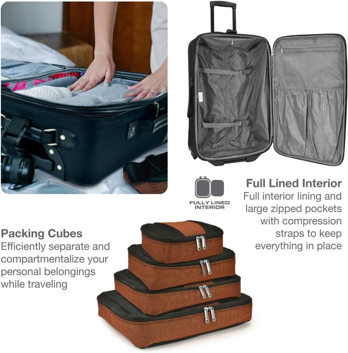 Amsterdam Softside Expandable Luggage with Rolling Wheels, Orange, 21-Inch Carry-on