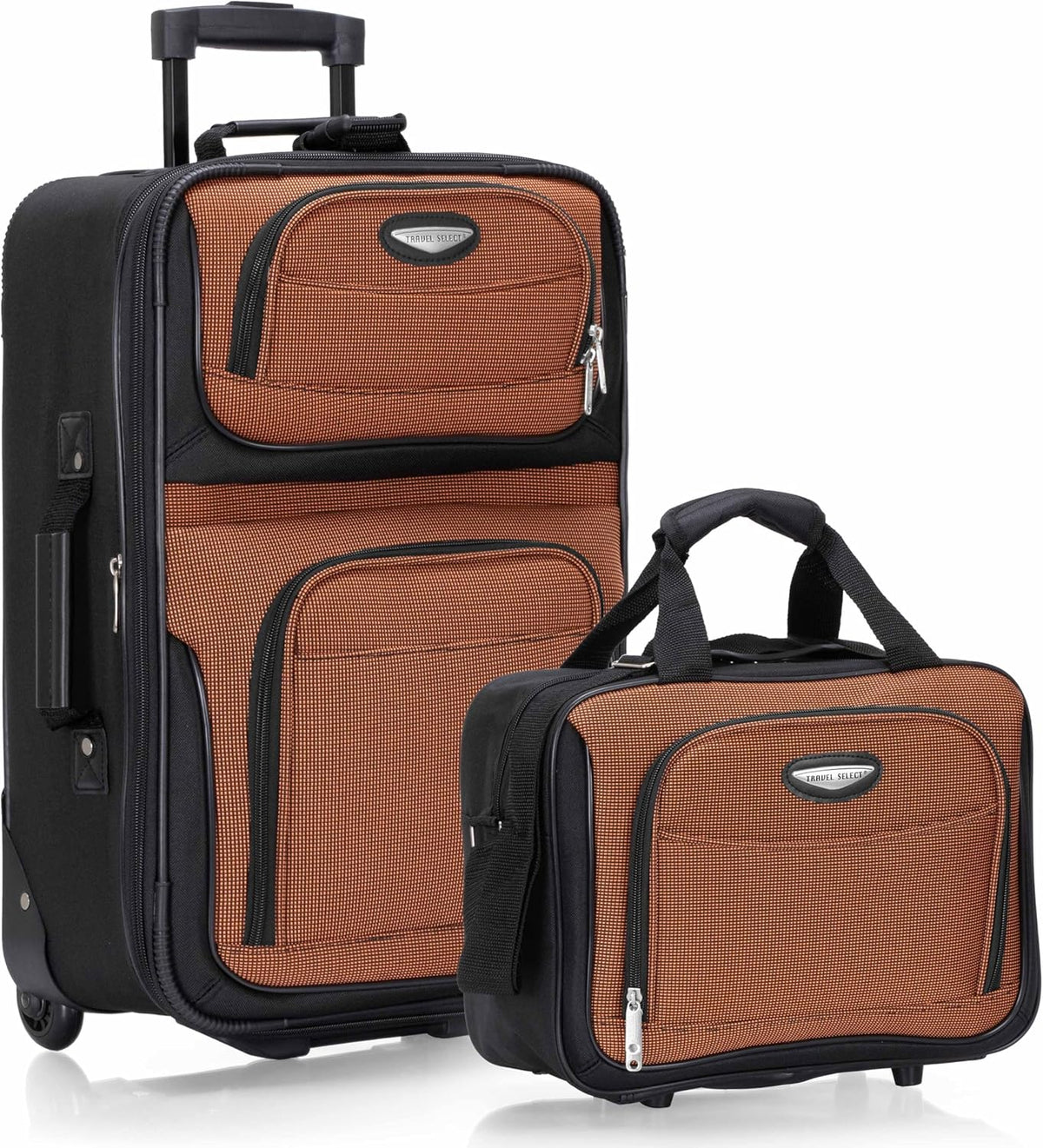 Amsterdam Softside Expandable Luggage with Rolling Wheels, Orange, 21-Inch Carry-on