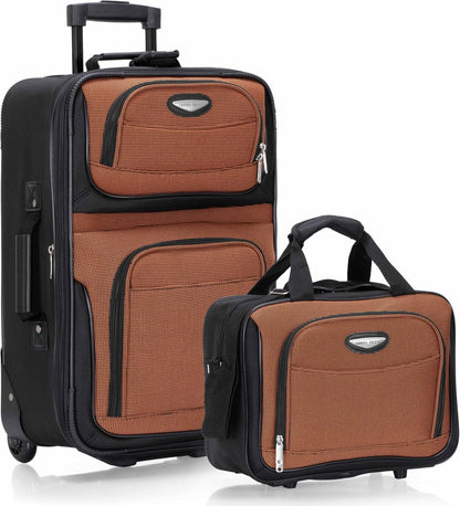 Amsterdam Softside Expandable Luggage with Rolling Wheels, Orange, 21-Inch Carry-on