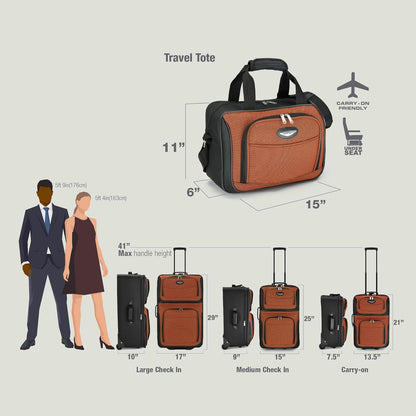 Amsterdam Softside Expandable Luggage with Rolling Wheels, Orange, 21-Inch Carry-on