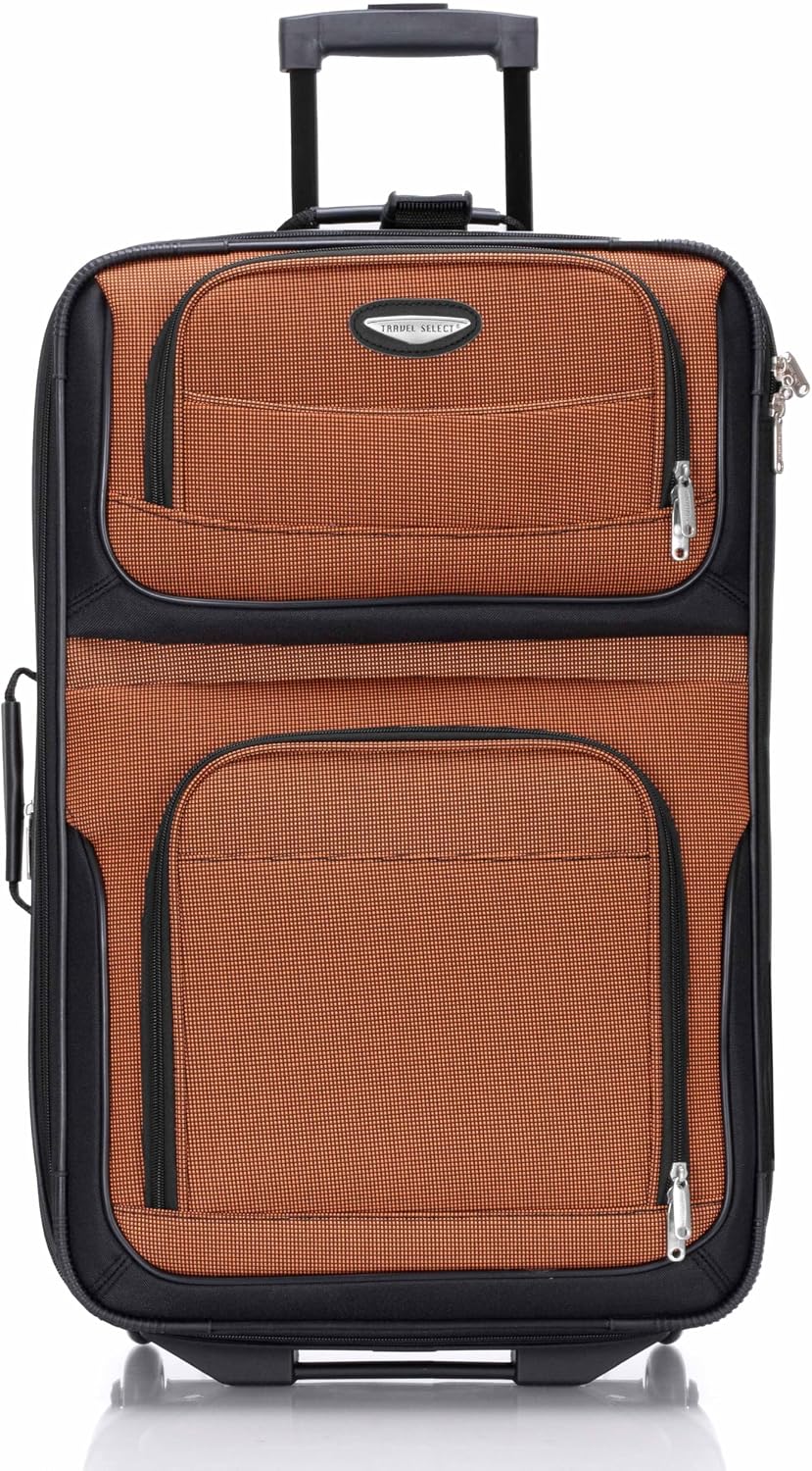 Amsterdam Softside Expandable Luggage with Rolling Wheels, Orange, 21-Inch Carry-on