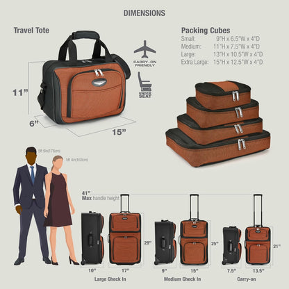 Amsterdam Softside Expandable Luggage with Rolling Wheels, Orange, 21-Inch Carry-on
