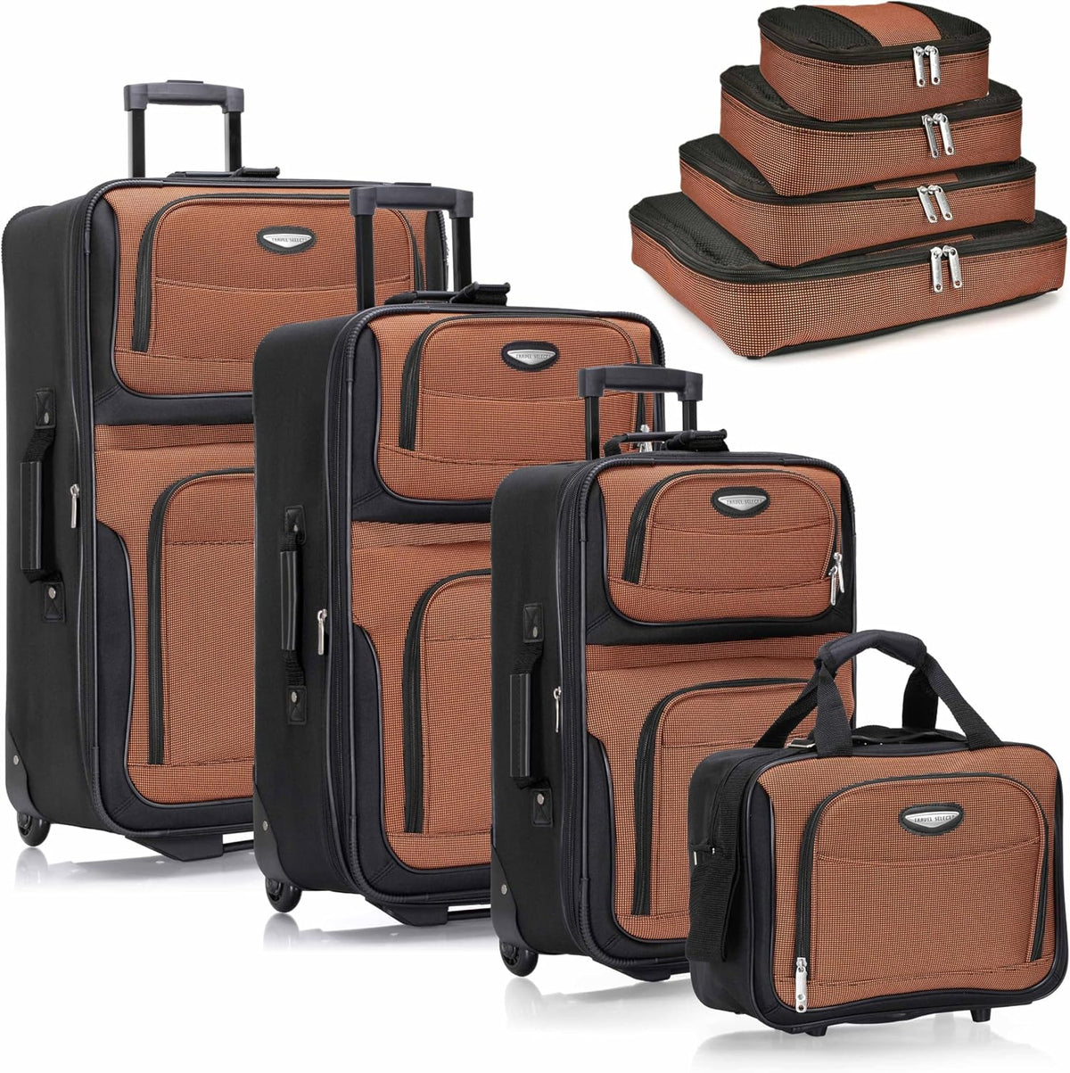 Amsterdam Softside Expandable Luggage with Rolling Wheels, Orange, 21-Inch Carry-on